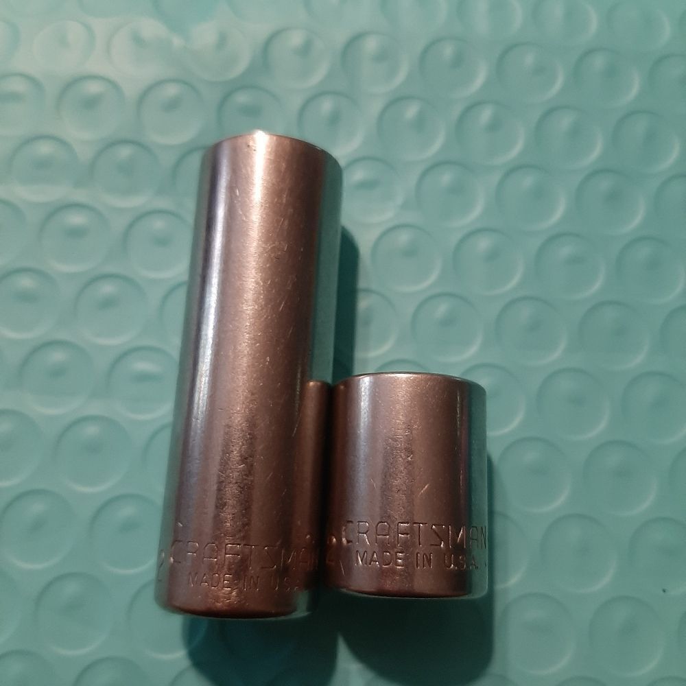 Lot 2 Vintage Craftsman 1/2" 6 and 12 Point 1/4" Drive Deep and Shallow Sockets